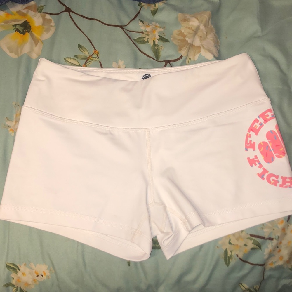 FMFM white sprinkle logo shorts